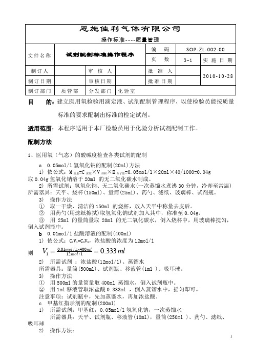 配制操作规程