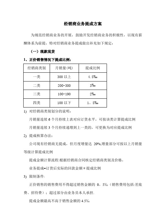 经销商业务提成方案