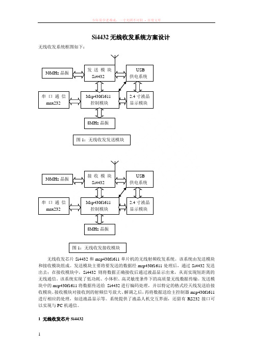 si4432无线收发系统方案设计