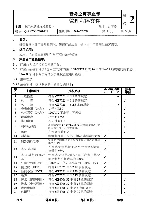 出厂产品抽样检验程序