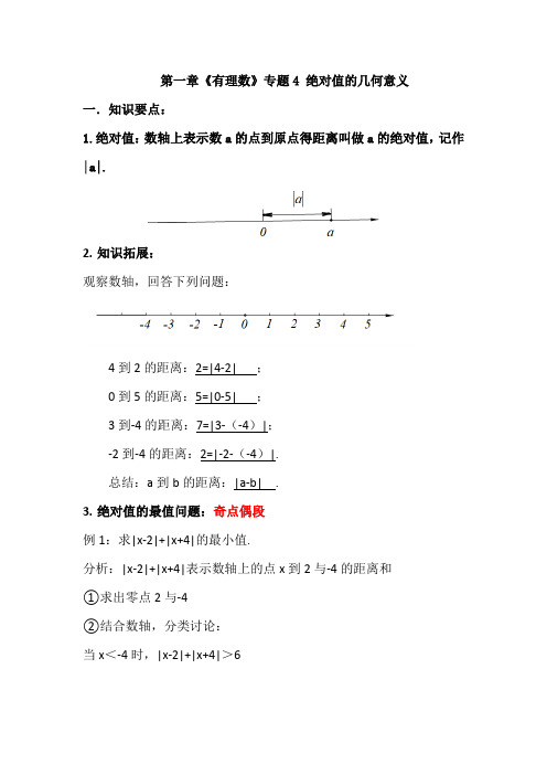 七年级数学 第一章《有理数》专题4 绝对值的几何意义