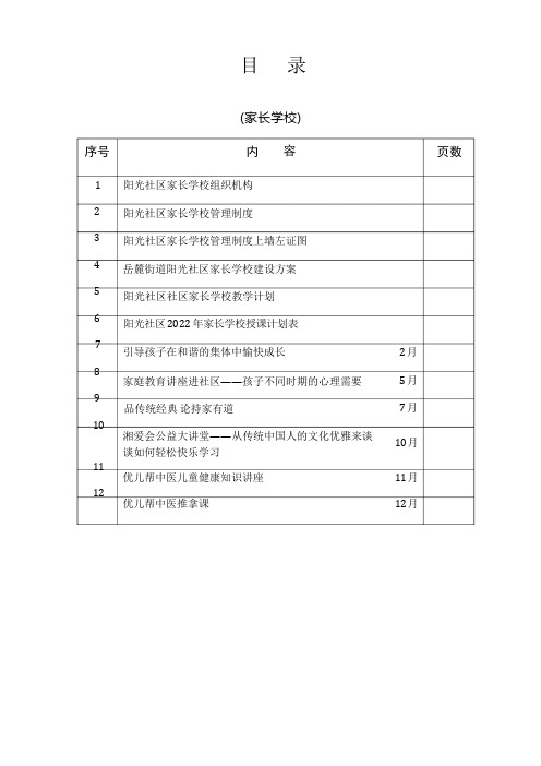 家长学校整套资料 目录+内容