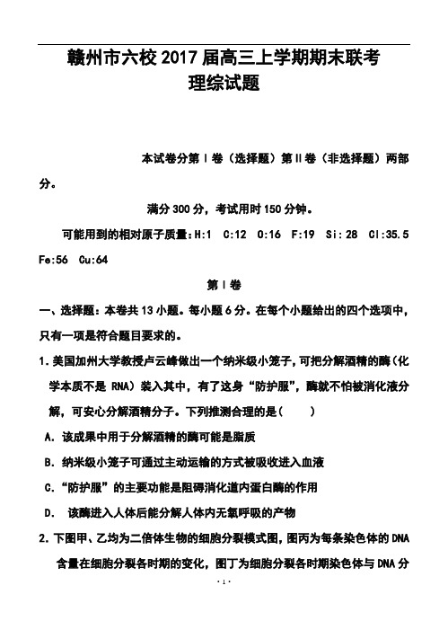 2017届江西省赣州市六校高三上学期期末联考理科综合试题及答案