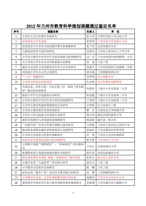 2012年市级规划课题鉴定通知