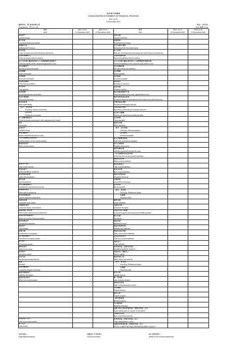 资产负债表-中英文对照版-合并