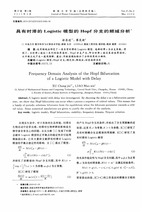 具有时滞的Logistic模型的Hopf分支的频域分析