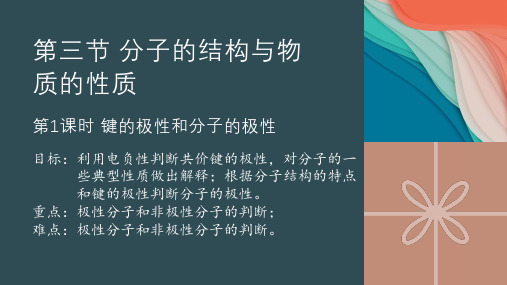 人教版选择性必修二 键的极性和分子的极性 教学课件