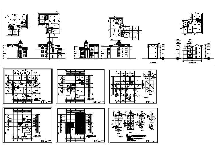 一套别墅建筑施工设计CAD详图