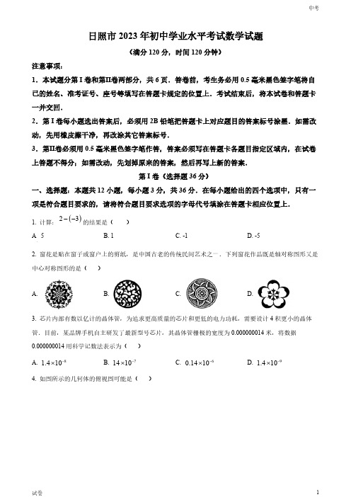 2023山东省日照市中考数学真题试卷和答案