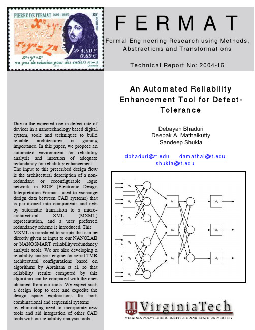 An Automated Reliability Enhancement Tool for Defect-Tolerance