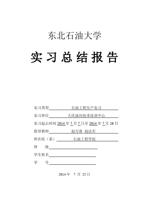 东北石油大学王家围子生产实习报告教材