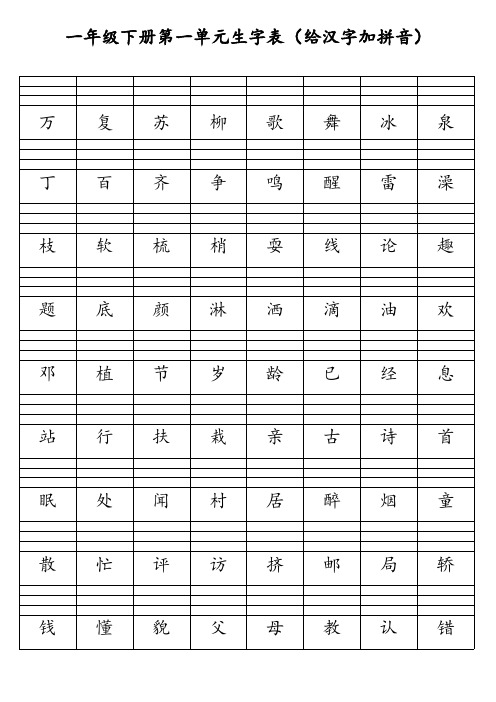 一年级下册生字表(一)注音练习-推荐下载