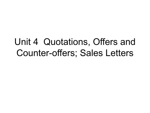 Unit 4 Offers and counteroffers