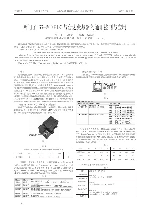 西门子S7_200PLC与台达变频器的通讯控制与应用