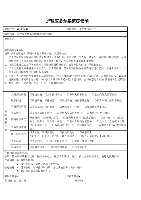 五官科鼻出血应急预案