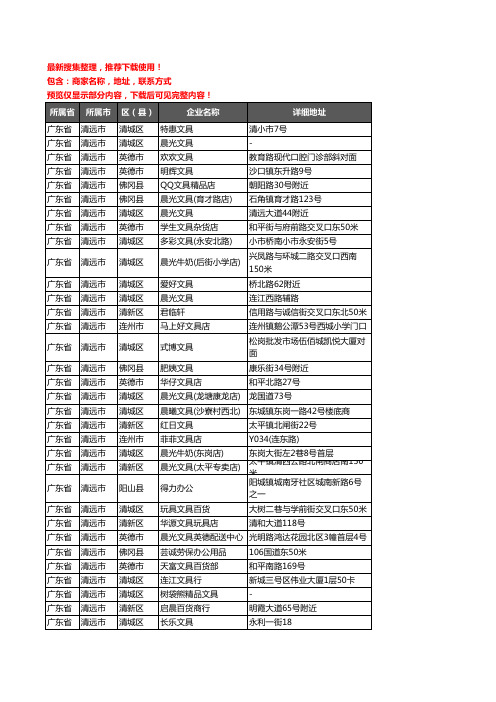 新版广东省清远市办公用品企业公司商家户名录单联系方式地址大全435家