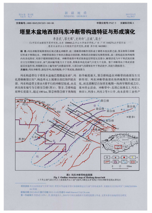 塔里木盆地西部玛东冲断带构造特征与形成演化