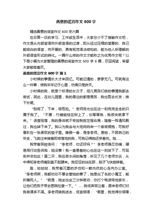 精选善意的谎言作文600字六篇