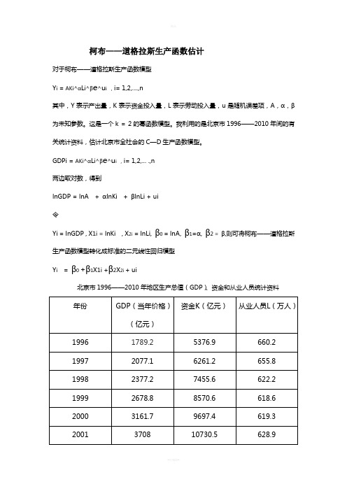 柯布道格拉斯函数