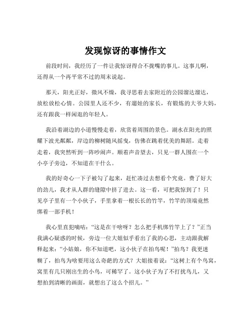 发现惊讶的事情作文