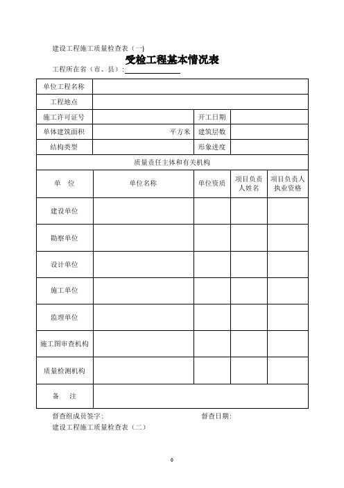 建设工程施工质量检查表-湖北建设工程质量安全监督总站