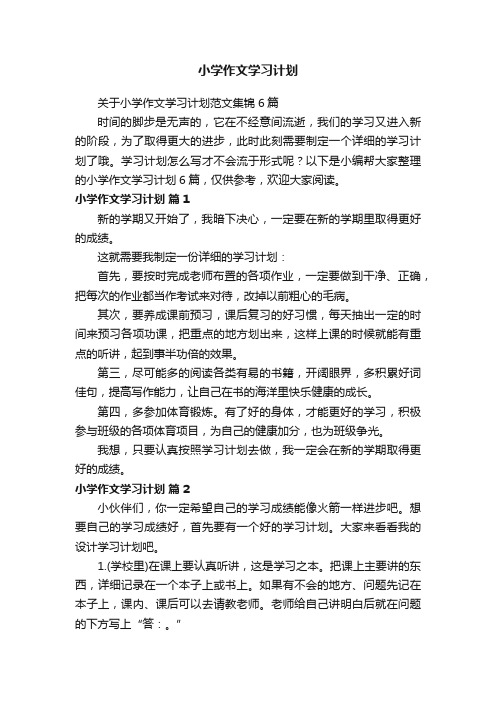 关于小学作文学习计划范文集锦6篇