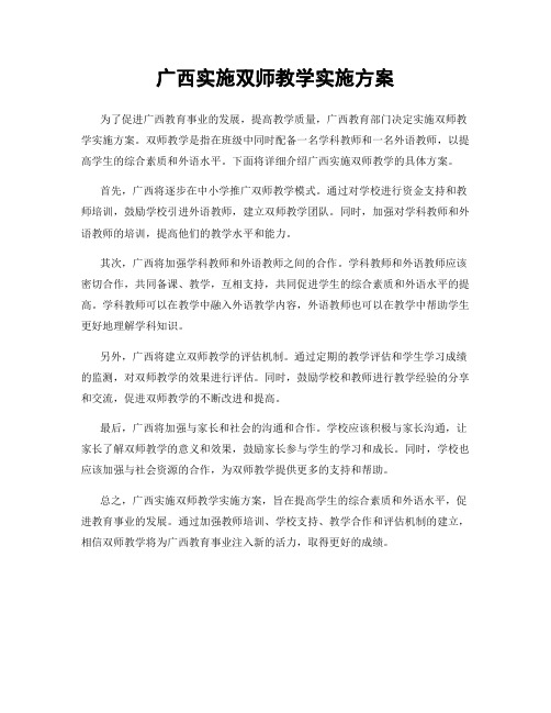 广西实施双师教学实施方案