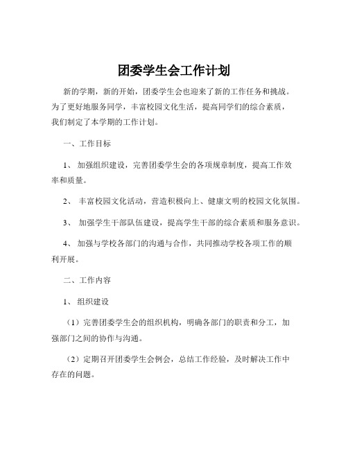 团委学生会工作计划