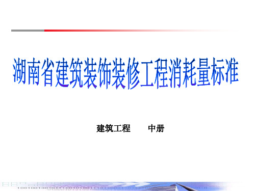 湖南省建筑装饰装修工程消耗量标准中册