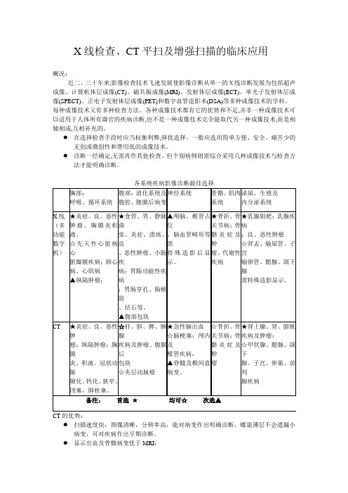 X线检查、CT平扫及增强扫描的临床应用-文字