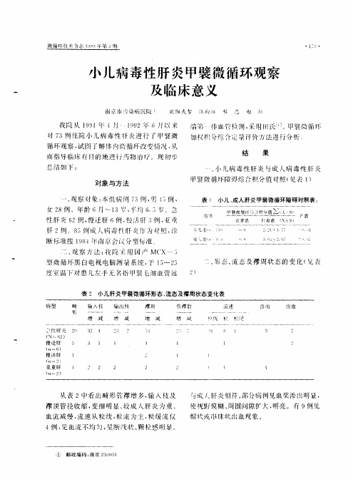 小儿病毒性肝炎甲襞微循环观察及临床意义