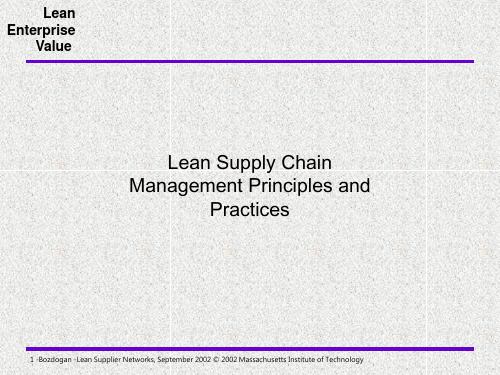 Lean Supply Chain Management Principles and Practices