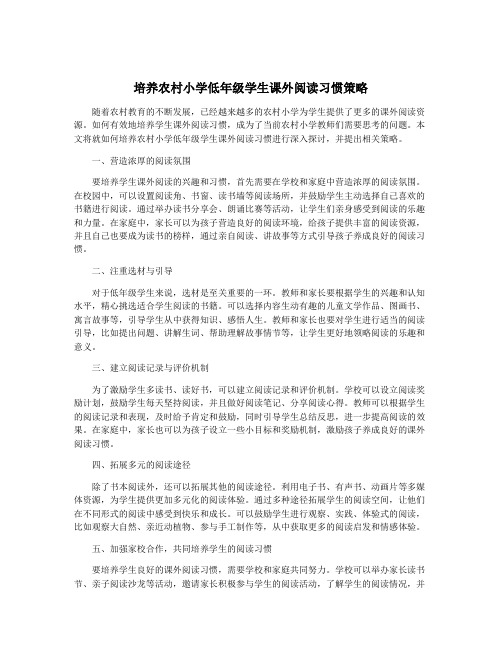 培养农村小学低年级学生课外阅读习惯策略