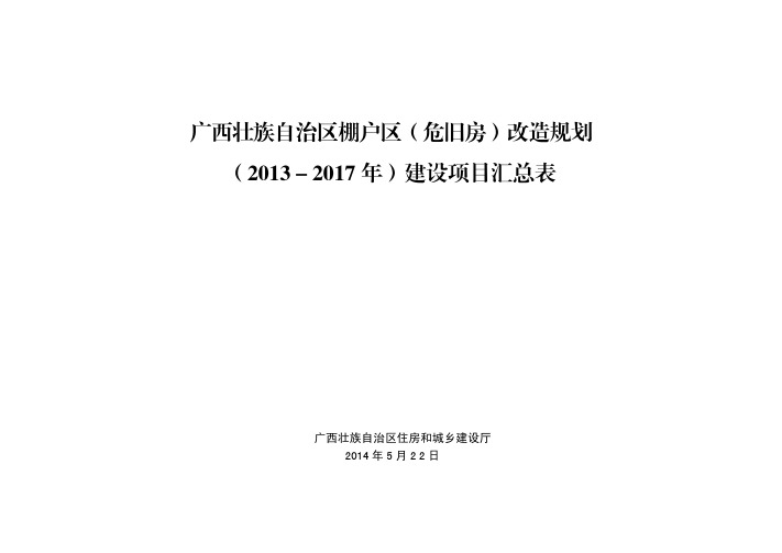 广西壮族自治区棚户区(危旧房)改造规划(2013-2017年)建设项目汇总表