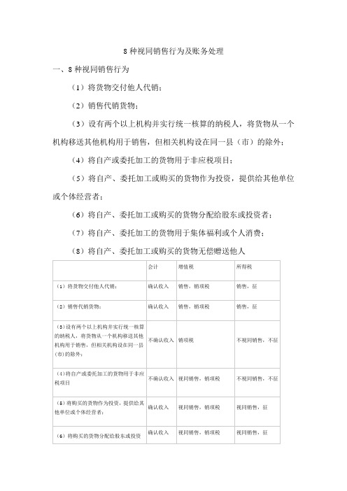 8种视同销售行为及账务处理