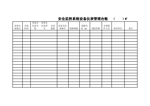 矿山安全监控台账表