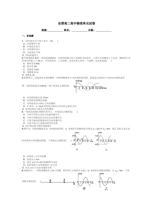 全国高二高中物理单元试卷带答案解析
