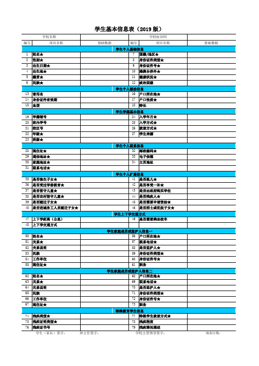 学生基本信息表(2019版) .doc