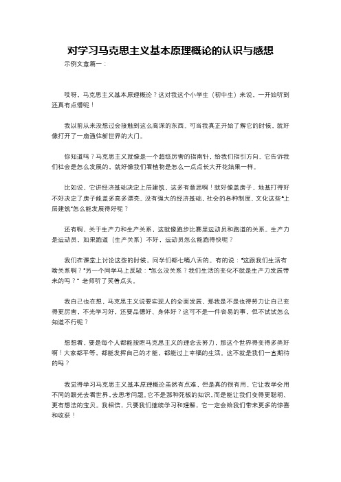 对学习马克思主义基本原理概论的认识与感想