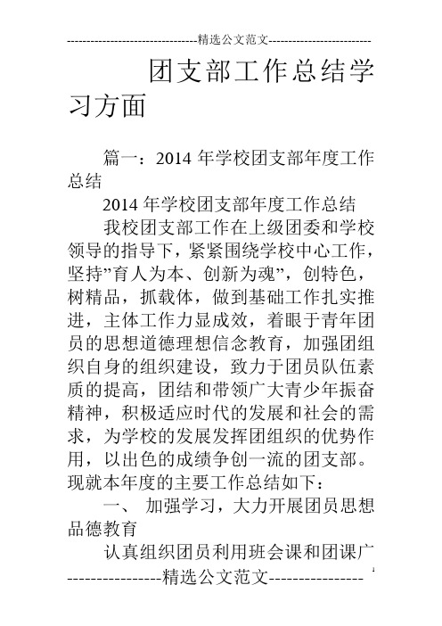 团支部工作总结学习方面