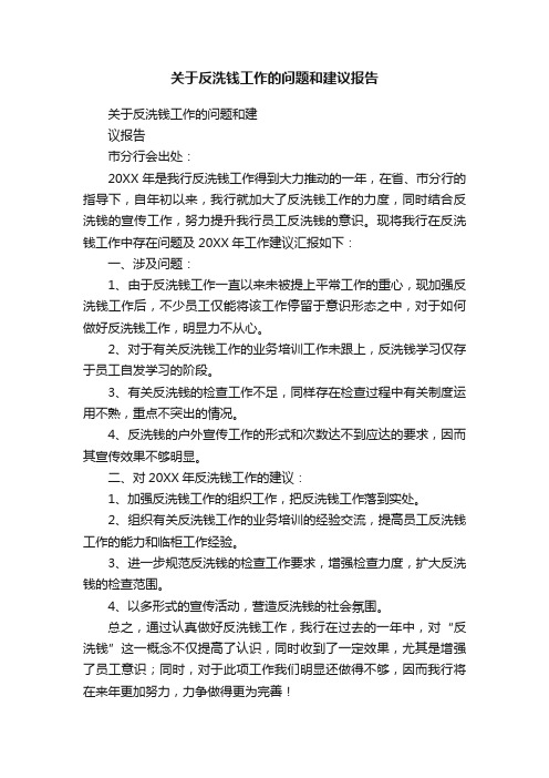 关于反洗钱工作的问题和建议报告