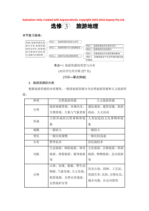 2019版高考地理总复习（鲁教版通用）一轮复习练习：选修3　旅游地理 Word版含解析