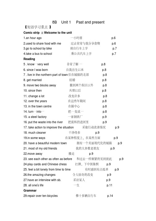 最新牛津8B_Unit1知识点归纳、难点解析、语法复习