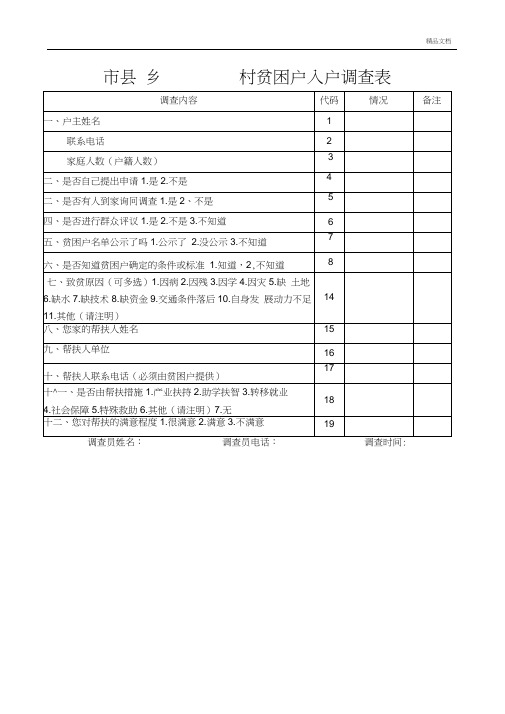 贫困户入户调查表