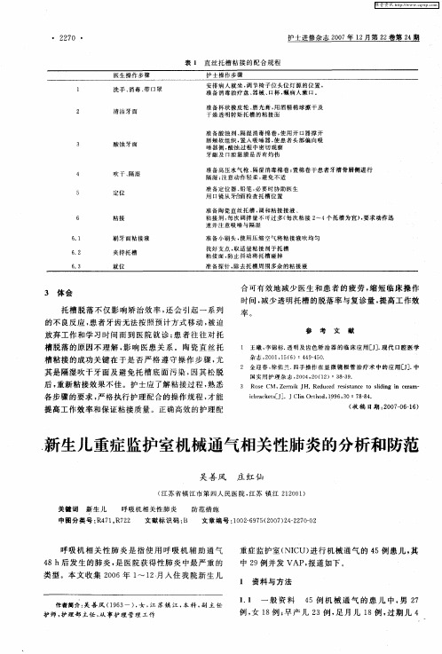 新生儿重症监护室机械通气相关性肺炎的分析和防范