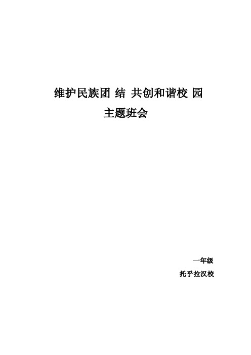 维护民族团结共创和谐校园主题班会