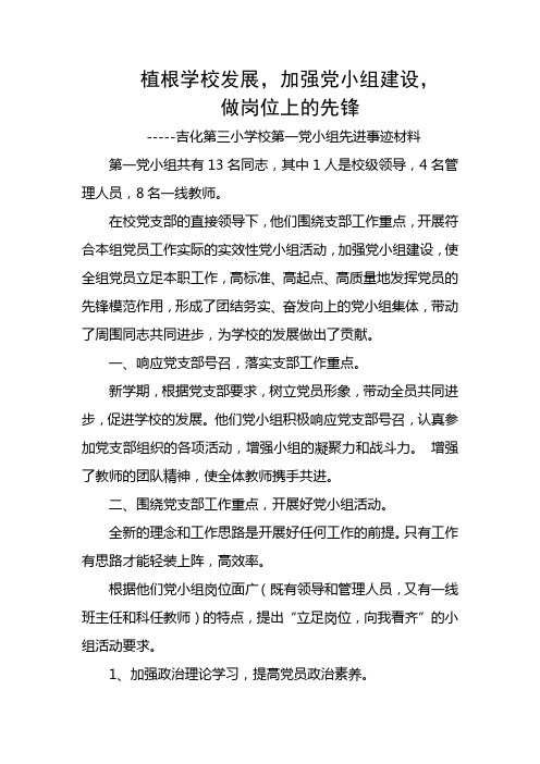 先进党小组事迹材料