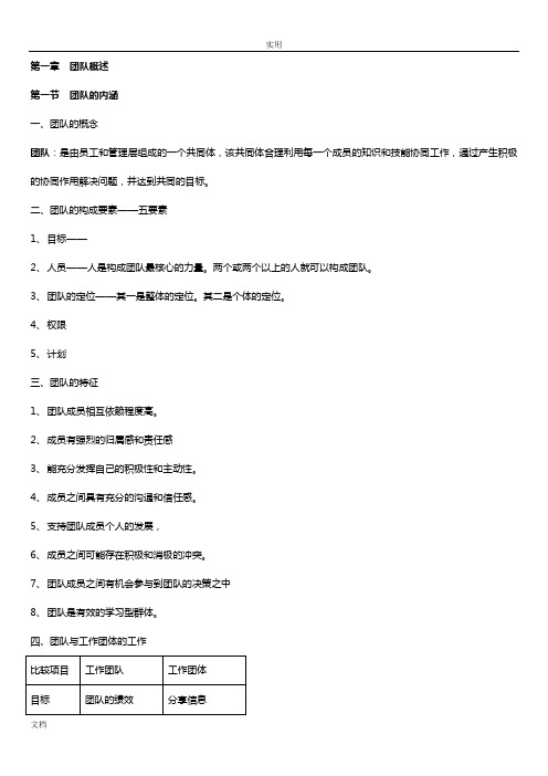 2012.7团队管理系统复习资料