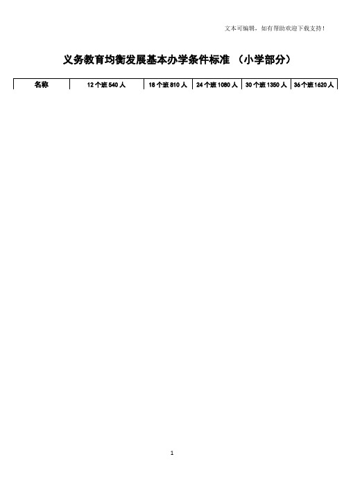 义务教育均衡发展基本办学条件标准小学部分