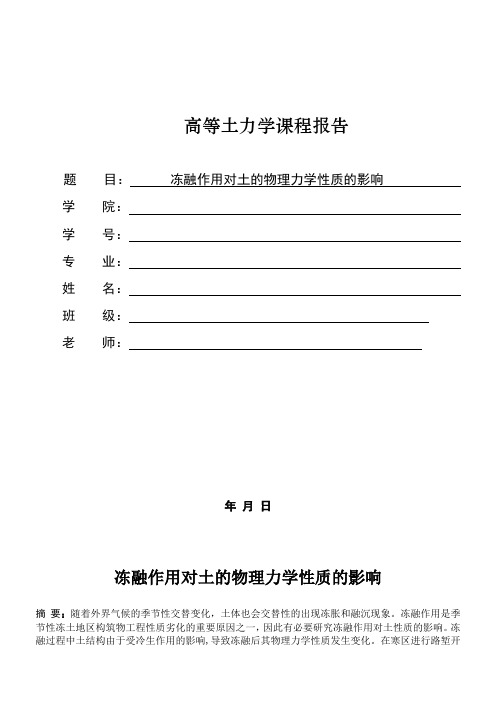 《高等土力学》课程报告